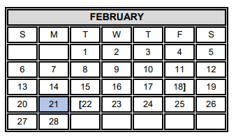 District School Academic Calendar for Mcauliffe Elementary for February 2022