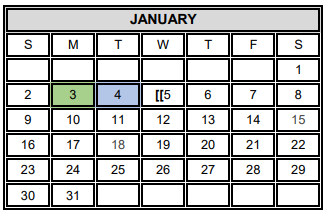 District School Academic Calendar for Garza Elementary for January 2022