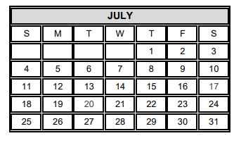 District School Academic Calendar for De Leon Middle School for July 2021