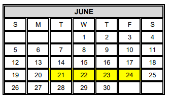 District School Academic Calendar for Mcauliffe Elementary for June 2022