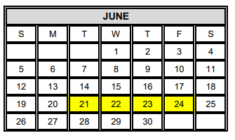 District School Academic Calendar for Bonham Elementary for June 2022