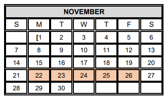 District School Academic Calendar for Mcauliffe Elementary for November 2021