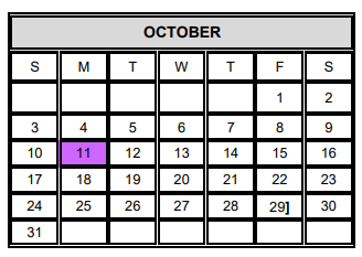 District School Academic Calendar for Lincoln Middle School for October 2021