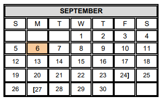 District School Academic Calendar for Cathey Middle School for September 2021