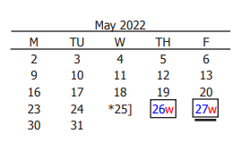 District School Academic Calendar for Isbill Junior High for May 2022