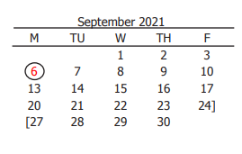 District School Academic Calendar for Isbill Junior High for September 2021