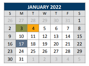 District School Academic Calendar for Roy Lee Walker Elementary for January 2022