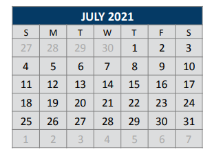 District School Academic Calendar for Herman Lawson Elementary for July 2021