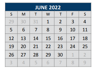 District School Academic Calendar for Jesse Mcgowen Elementary School for June 2022