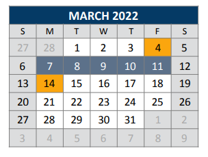 District School Academic Calendar for C T Eddins Elementary for March 2022