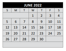 District School Academic Calendar for Castroville Elementary for June 2022