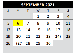 District School Academic Calendar for Lacoste Elementary for September 2021