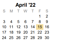 District School Academic Calendar for Melissa Middle School for April 2022