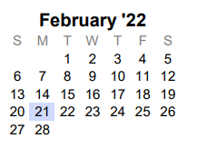 District School Academic Calendar for Melissa Ridge Elementary for February 2022