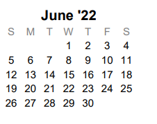 District School Academic Calendar for Collin Co J J A E P for June 2022