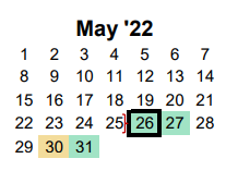 District School Academic Calendar for Collin Co J J A E P for May 2022