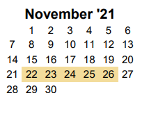 District School Academic Calendar for Collin Co J J A E P for November 2021