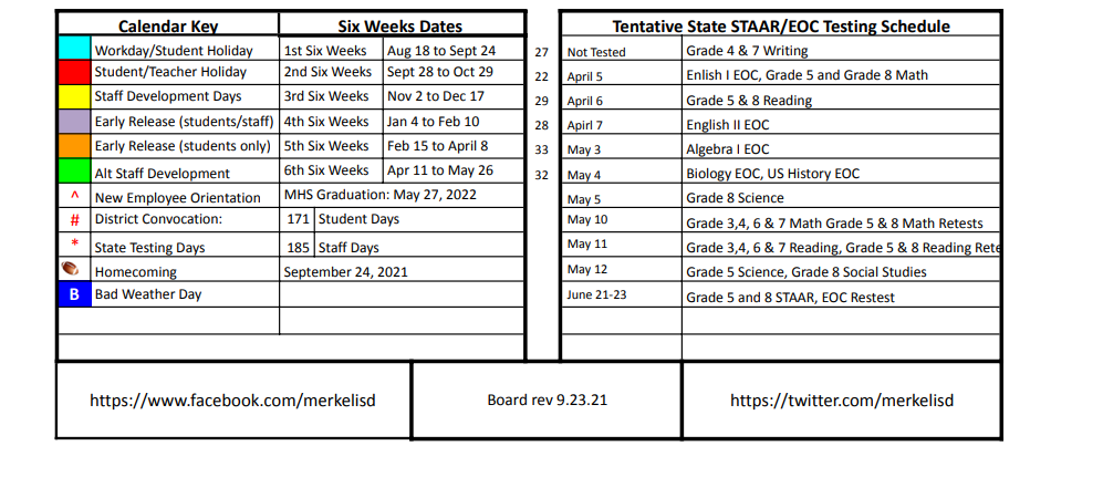 District School Academic Calendar Key for Taylor County Learning Center