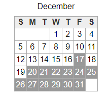 District School Academic Calendar for Irving Elementary School for December 2021