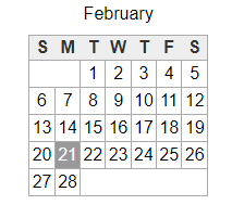 District School Academic Calendar for Carson Junior  High School for February 2022