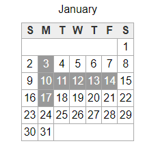 District School Academic Calendar for Jefferson Elementary School for January 2022