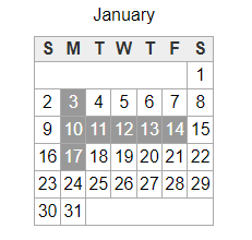 District School Academic Calendar for Taft Elementary School for January 2022