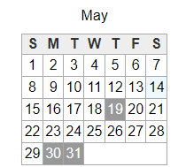 District School Academic Calendar for S H A R P for May 2022