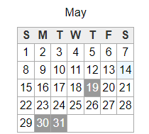 District School Academic Calendar for Holmes Elementary School for May 2022