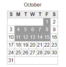 District School Academic Calendar for Mesa Distance Learning Program for October 2021
