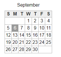 District School Academic Calendar for Early Education Center for September 2021