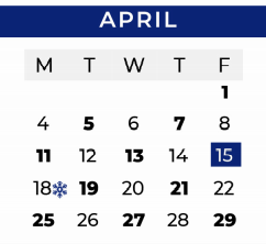District School Academic Calendar for P A S S Learning Ctr for April 2022