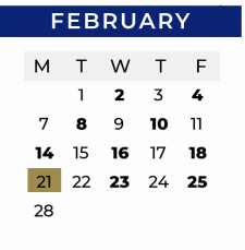District School Academic Calendar for P A S S Learning Ctr for February 2022