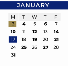 District School Academic Calendar for P A S S Learning Ctr for January 2022