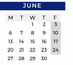 District School Academic Calendar for P A S S Learning Ctr for June 2022