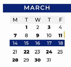 District School Academic Calendar for P A S S Learning Ctr for March 2022