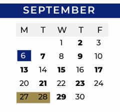 District School Academic Calendar for P A S S Learning Ctr for September 2021