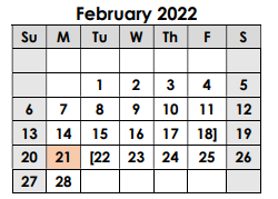 District School Academic Calendar for Developmental Ctr for February 2022