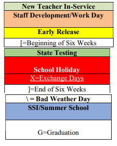 District School Academic Calendar Legend for Mexia High School