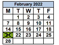 District School Academic Calendar for Country Club Middle School for February 2022