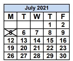 District School Academic Calendar for Earlington Heights Elementary School for July 2021