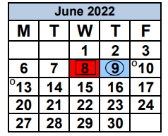 District School Academic Calendar for Miami Senior Adult Education Center for June 2022