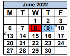 District School Academic Calendar for Hammocks Middle School for June 2022