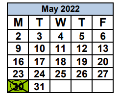 District School Academic Calendar for Icare-baypoint Schools, INC. Kendall for May 2022