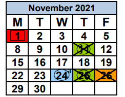 District School Academic Calendar for Kinloch Park Middle School for November 2021