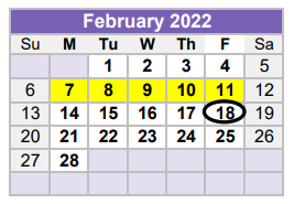 District School Academic Calendar for Burnet Elementary for February 2022