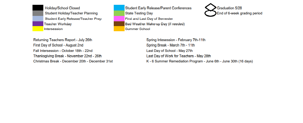 District School Academic Calendar Key for Greathouse Elementary