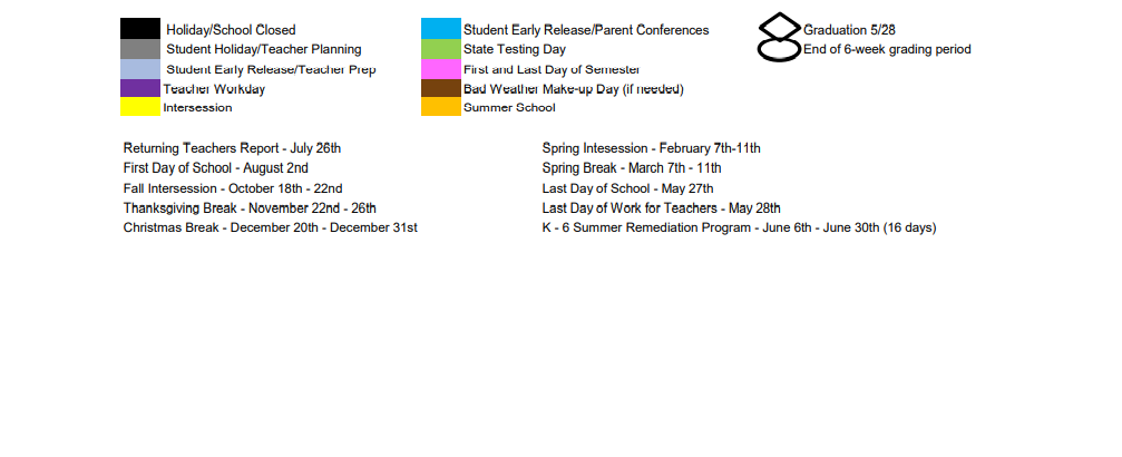 District School Academic Calendar Key for San Jacinto Junior High