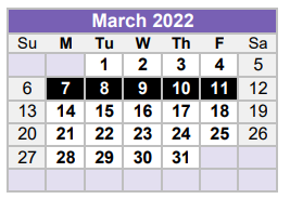 District School Academic Calendar for Milam Elementary for March 2022