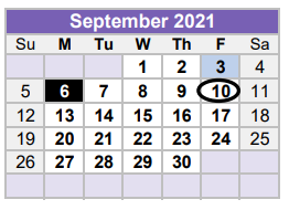 District School Academic Calendar for Burnet Elementary for September 2021