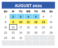 District School Academic Calendar for Mt Peak Elementary for August 2021